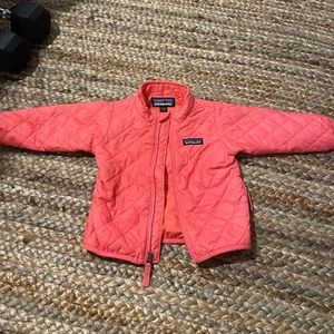 Peachy pink Patagonia light puffer jacket